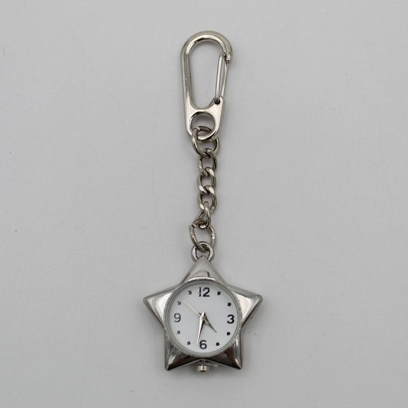 Star Pocket Watch Clock Keychain Zinc Alloy Trinkets Bag Charms Original Design Creative Pendant