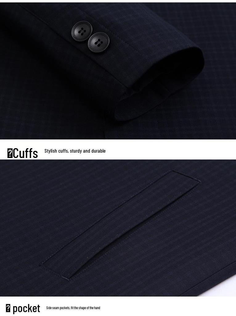 Men's High-End Wool Plaid Jacket - Lapel Top for Middle-Aged Dads, Spring/Autumn Casual Outerwear