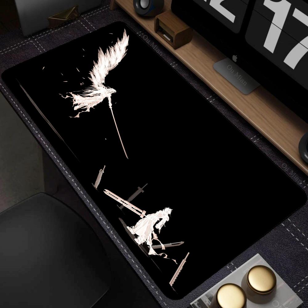 Black Anime Desktop Mat Office PC Gaming Accessories Keyboard Mouse Pad Laptop Final Fantasy Mousepad Gamer Non-slip Carpet Xxl