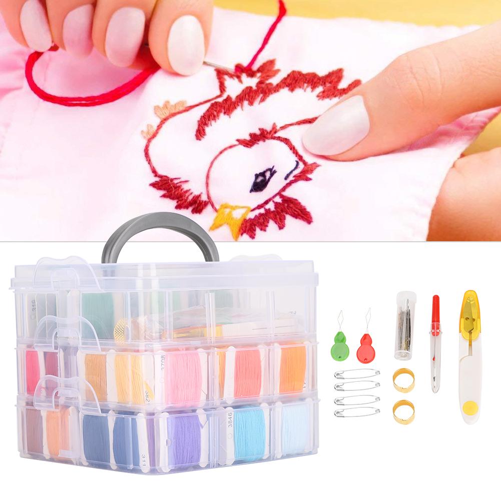 Kit Organizator Ață de Broderie Set Cerc pentru Cusături în Cruce Artizanat 150 Culori Accesorii de Cusut DIY