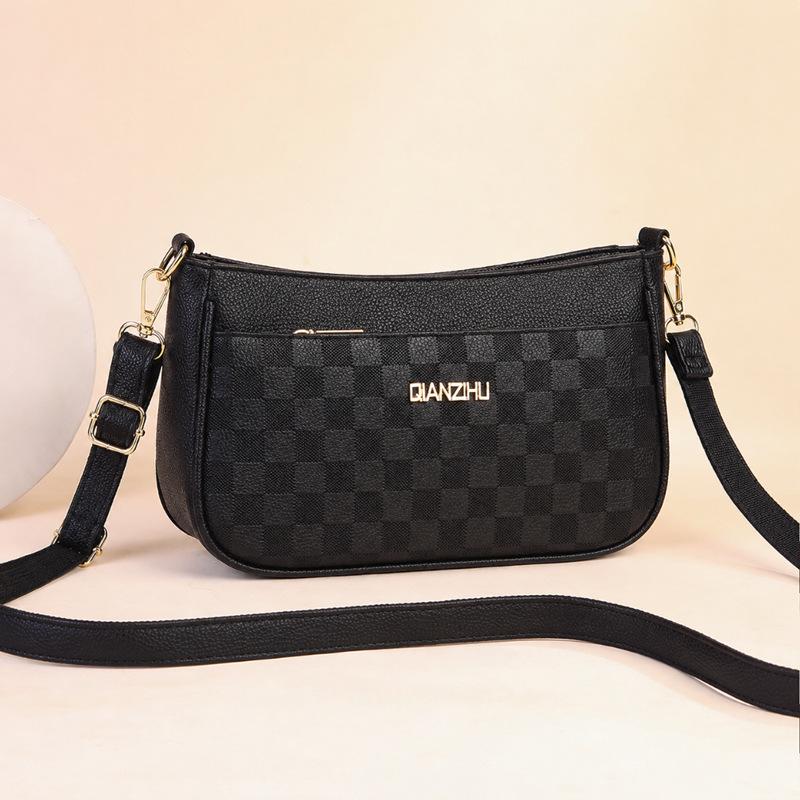 2026 Women's Versatile Plaid Crossbody Moon Bag - Large Capacity, Stylish for Middle-aged