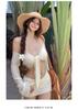 Solid Color Slimming Long-Sleeve Sun Protection 4-Piece Backless Swimwear Set for Hot Springs & Beaches