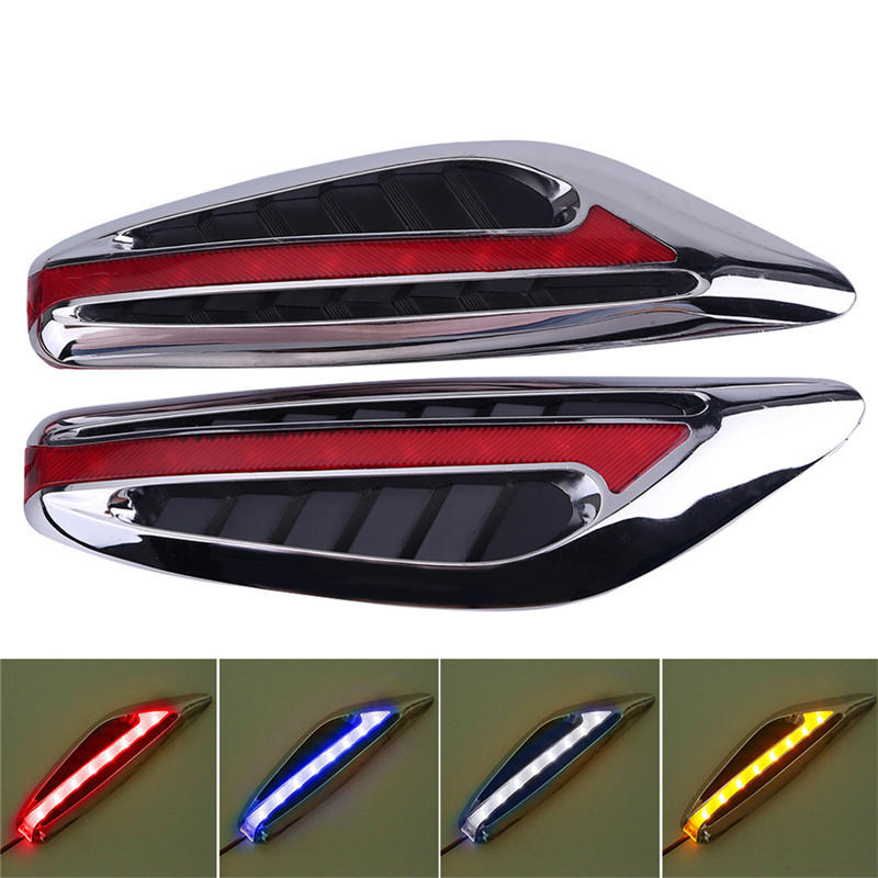 Pair(2Pieces) Universal Blade Steering Light Fender Side Marker Light Car Led Turn Signal Lamps Yellow Red Blue White