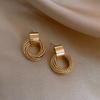 Retro Metallic Gold Color Multiple Small Circle Pendant Earrings  New Jewelry Fashion Wedding Party Earrings For Woman