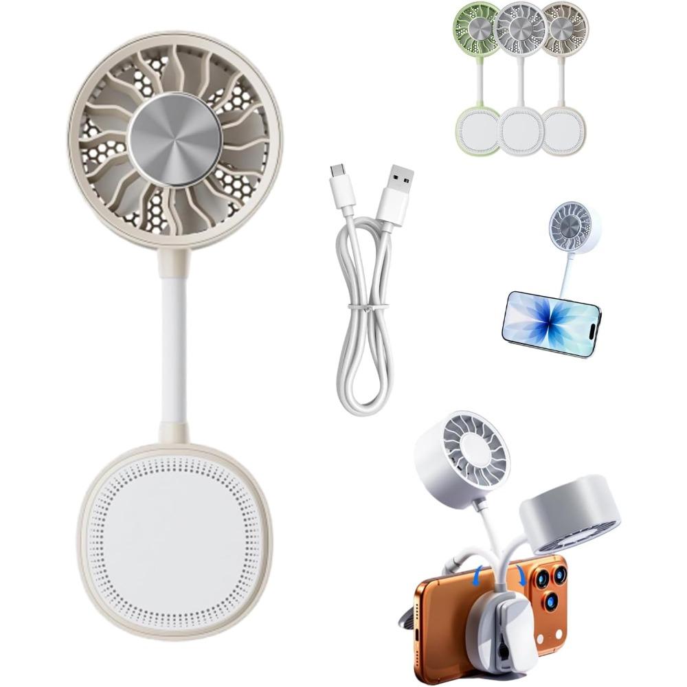Magnetic phone fan, magnetic fan and phone holder, rechargeable 360° clip-on personal fan - portable handheld mini fan with 3 wind speeds.