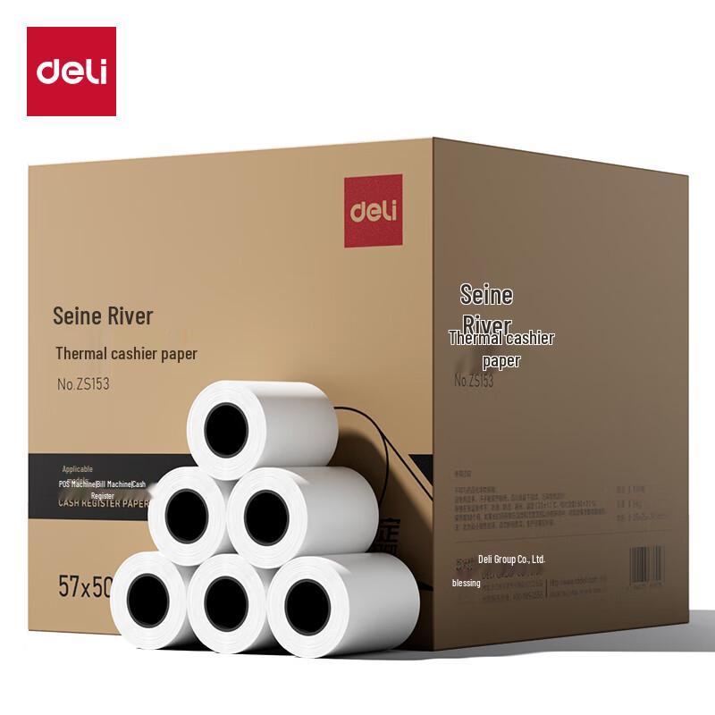 Deli 57x50mm Thermal POS Receipt Paper, 100 Rolls