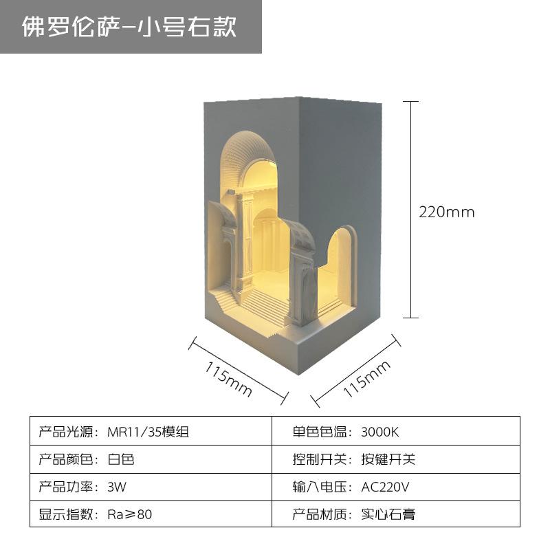 Corner Embedded Wall lamp Study Room Desktop Decoration Florence Architectural Atmosphere Lamp Plaster Wall Sconce