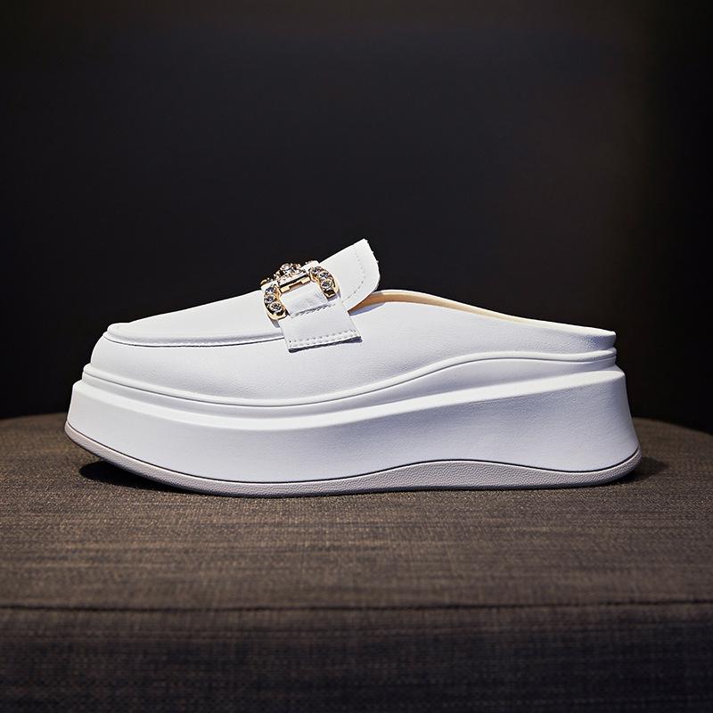 

Увеличение высоты на 6 см, сумка из натуральной мягкой кожи, тапочки без задника, женские, осень 2025, новинка, интернет-знаменитость, толстая подошва, без каблука, ленивая обувь, тренд 40