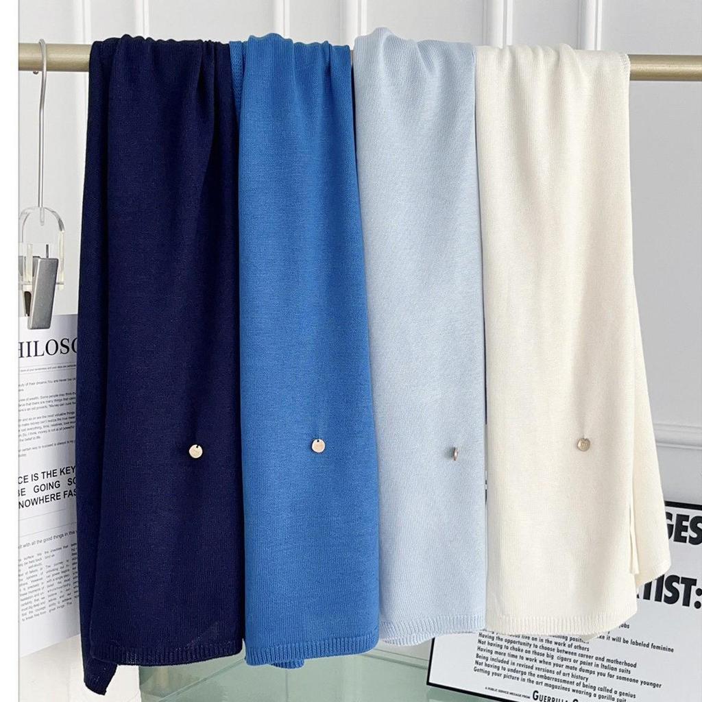 High-Quality Solid Color Women's Shawl: Versatile Spring/Autumn Outerwear, Decorative Knotting, Warm Neck Protection Scarf