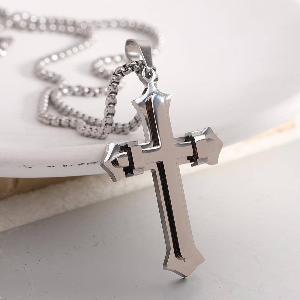 2025 Unique Creative Design Stainless Steel Cross Couple Necklace - Versatile and Fashionable