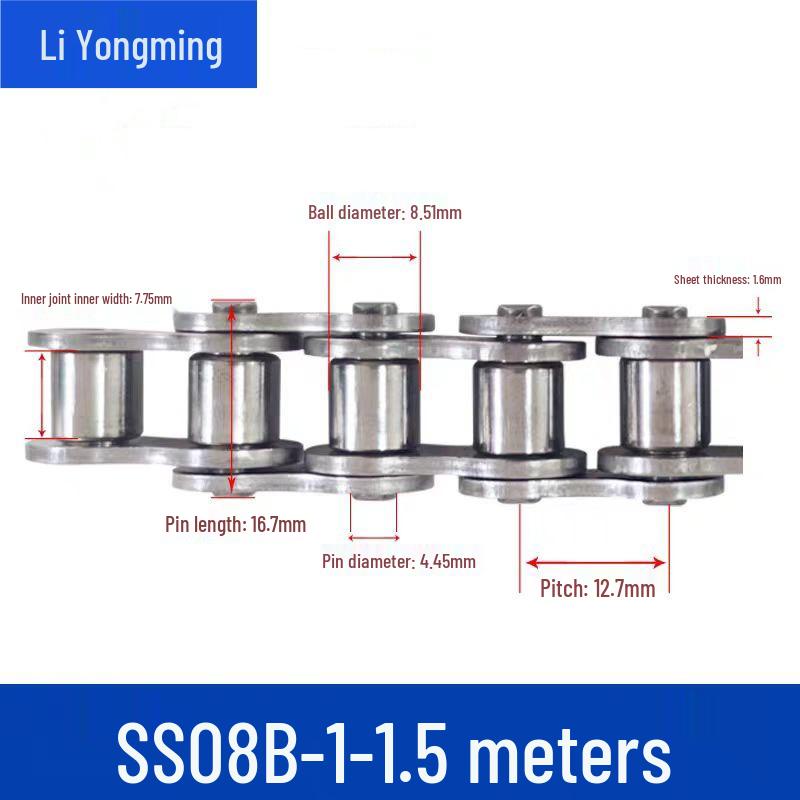 304 Stainless Steel Industrial Transmission Chain: SS06B, SS08B, SS10A, SS12A, SS16A, SS20A, SS24A, SS32A.