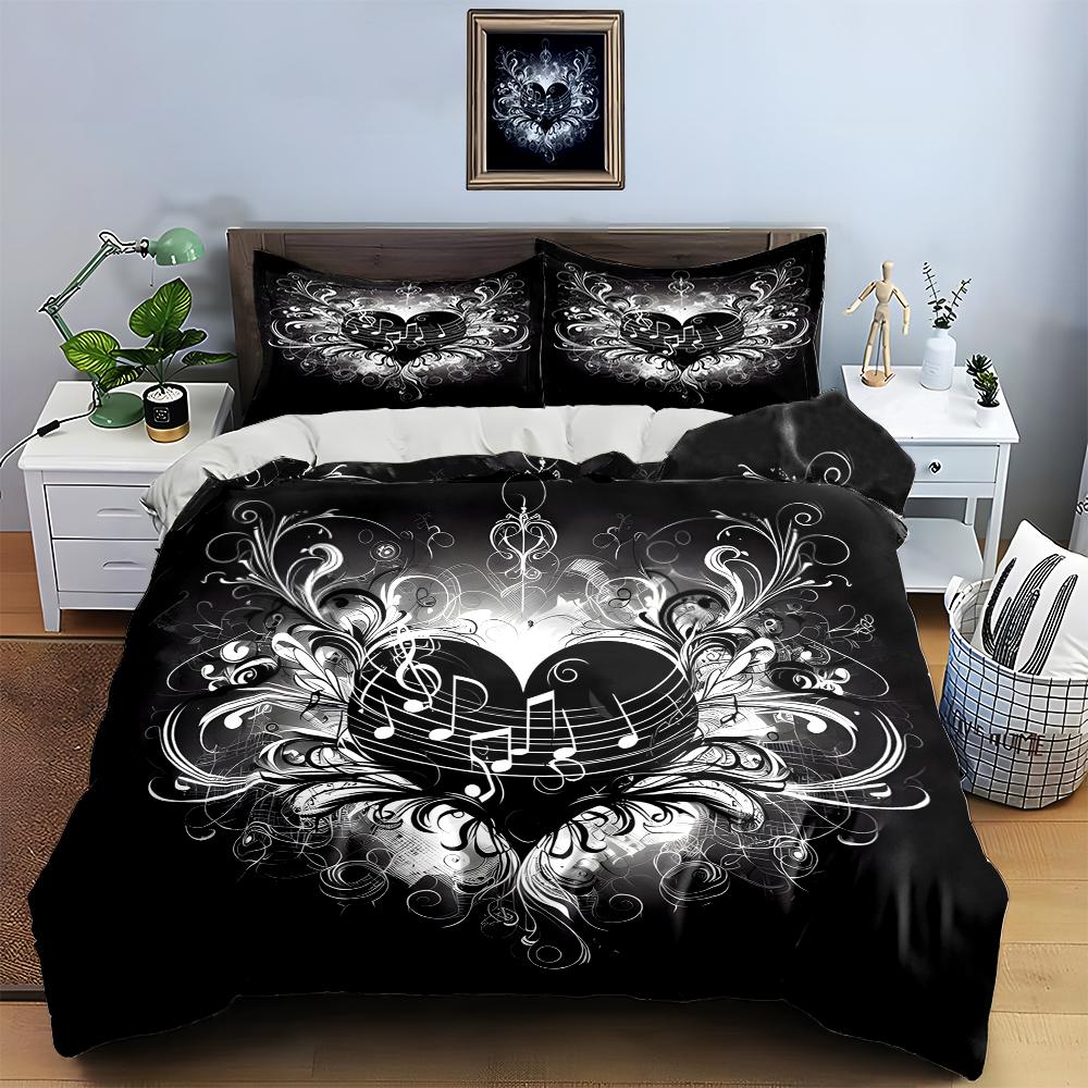 Musical heart design. Bedding Duvet cover sets Duvet covers Pillowcases gifts (1 * Duvet Cover 2 * Pillowcases, without duvet insert)