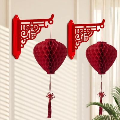 Red Chinese Lanterns Spring Festival Paper/Felt Lantern Chinese New Year Decorations Door Wall Decor Wedding Party Supplies