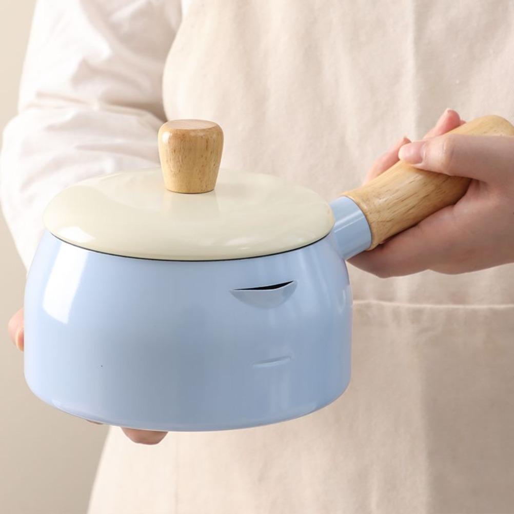 Japanischer Stil Milchkännchen 14cm Antihaftbeschichtet Einzelgriff Kochtöpfe Reines Eisen Flacher Boden Nudel Ergänzungsnahrung Kleiner Topf