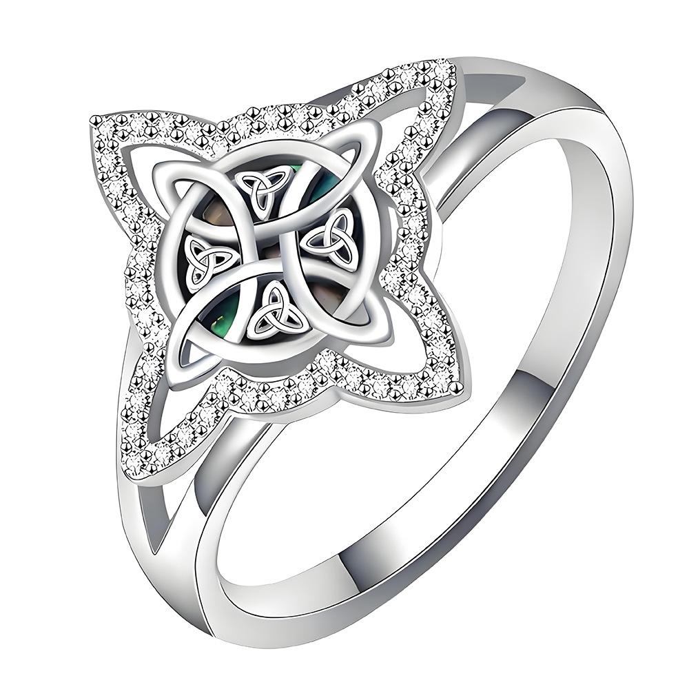 

Light Luxury Niche Celtic Knot Micro Paved Thick Band Closed Ring For Women Unique Personality Fashion Jewelry no. 10 срібний