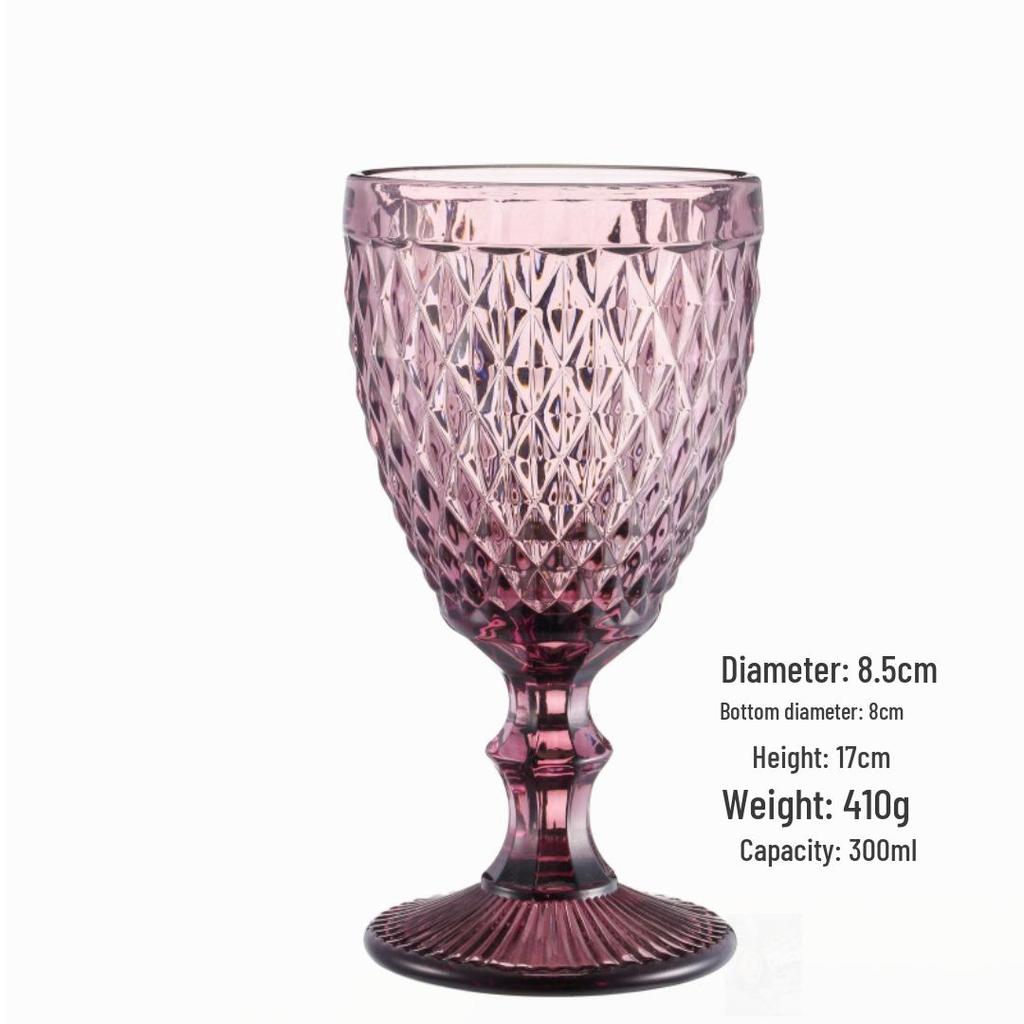 Vintage Embossed High-Footed Red Wine Glass with Bubbles - Wedding Decoration, Child-Friendly, Thickened Design