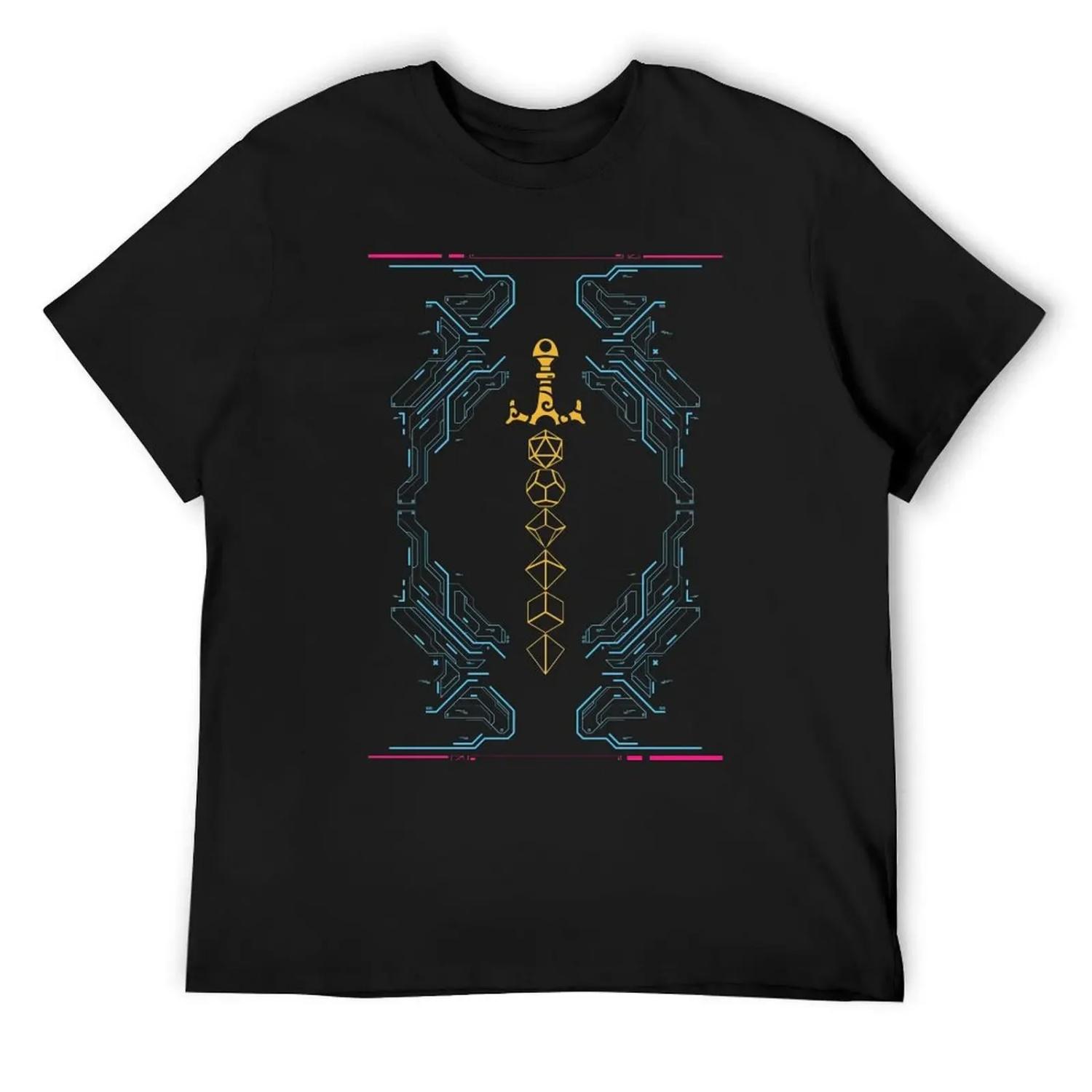 

Synthwave Futuristic Minimalist Polyhedral Dice Sword T-Shirt oversizeds anime tshirt street wear mens t shirts top quality S чёрный