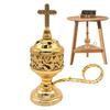 European Style Household Incense Burner Censer Cone Holder With Cross Small Brass Plated Incense Burner Bronze Color Catholic