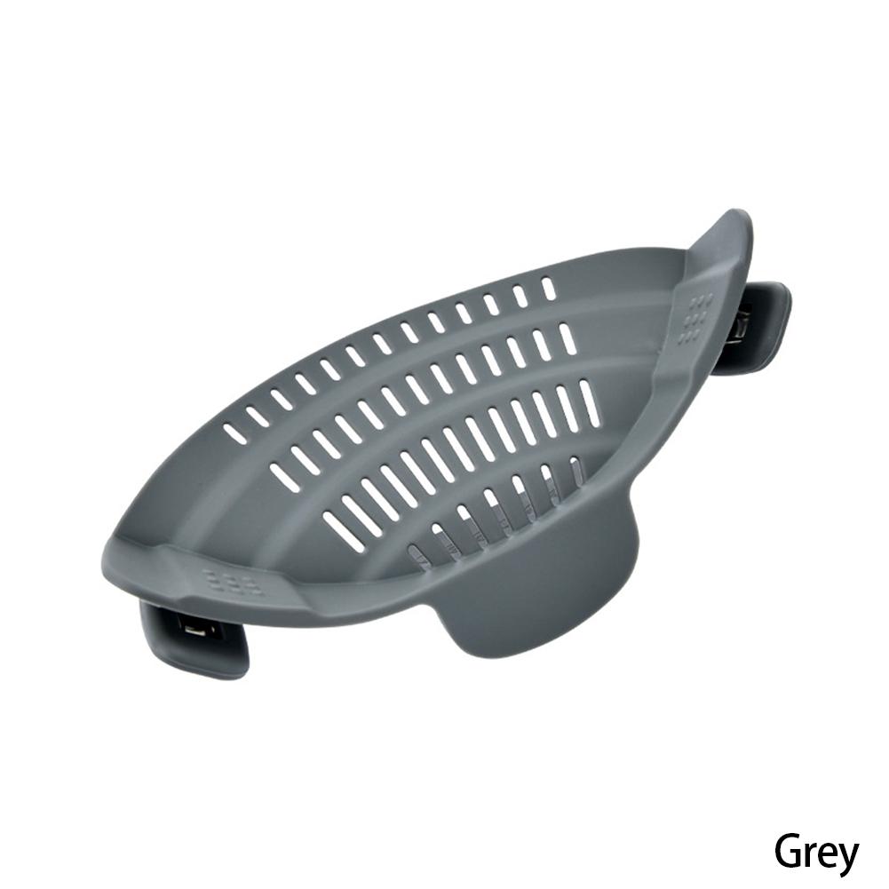 Silicone Kitchen Strainer Clip Pan Drain Rack Bowl Funnel Rice Pasta Vegetable Washing Colander Draining Excess Liquid Univers