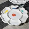 Tavă Paletă Vopsea Ceramică Albă Floare de Prun Placă Vopsea Tavă Tradițională pentru Amestec Culoare Pictură