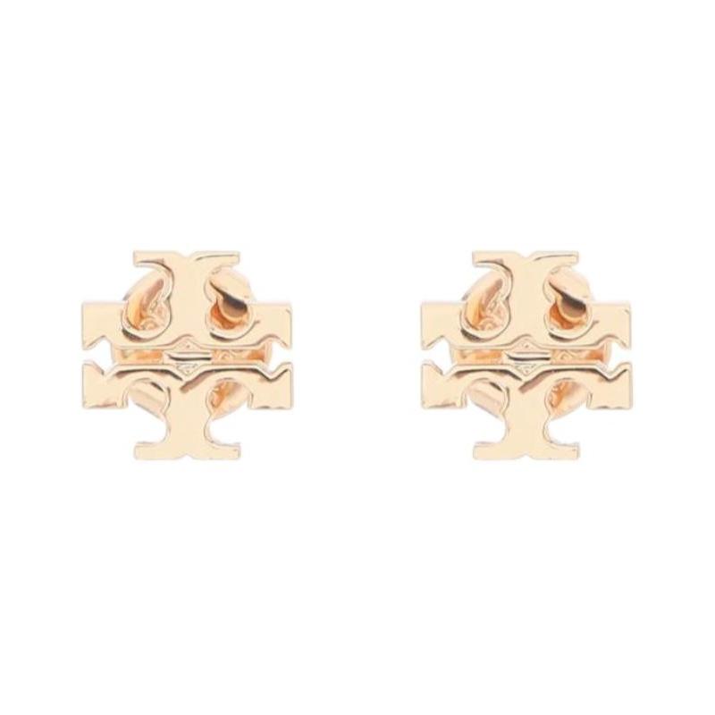 TORY BURCH Letter Logo Brass Stud Earrings Women's Gold 17843-Golden F