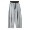 American Trendy Grey Curved-Leg Women's Plus Velvet Thickened Wide-Leg Sweatpants for Autumn/Winter