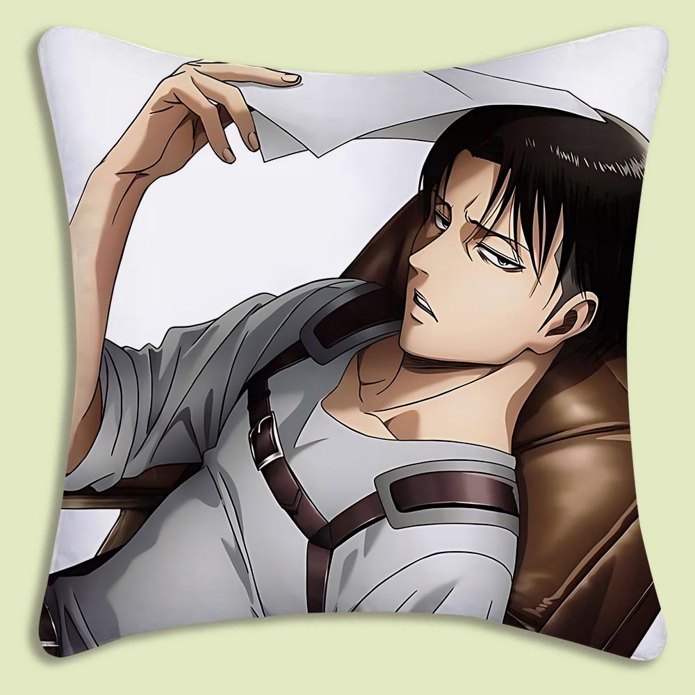 Levi Ackerman Attack On Titan Pillow Covers Cartoon Sofa Decorative Home Double-Sided Printing Short Plush Cute Cushion Cover