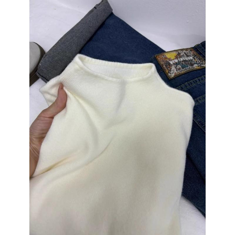 Small Stand-up Collar Milk Soft Waxy Knitted Long-sleeved Bottoming Shirt Women's 1116 Winter Sweater Autumn Clothing Korean Version Simple Top Inside