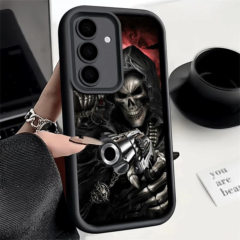 Handyhülle für Samsung Galaxy A17 A16 A15 A14 A13 Sensenmann Totenkopf Skelett Pistole A56 A36 A26 A55 A35 A25 A54 A34 A24 A53 A33 A23 A07