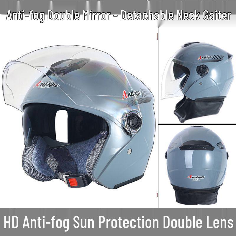 Universal All-Season Electric Helmet with Anti-Fog & Warmth, Dual Visors, for Men & Women