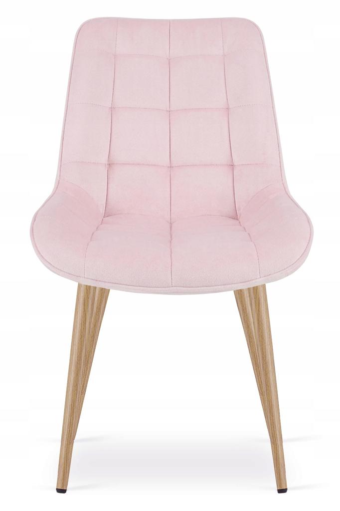 BERA Chair - Light Pink Velvet / Oak Legs X 2