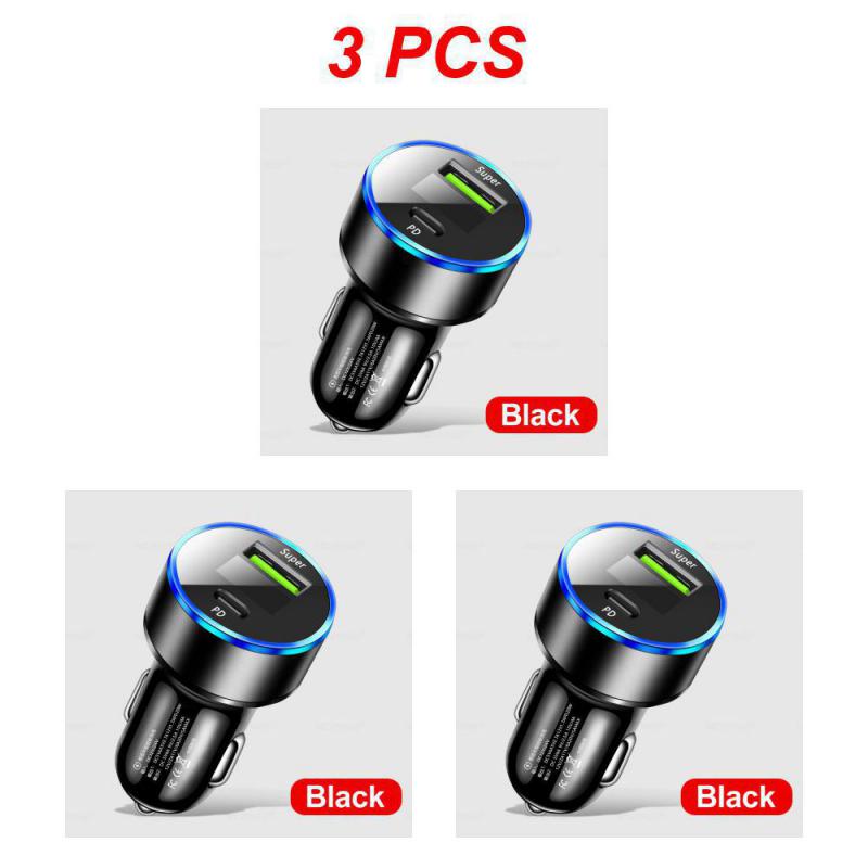 1~5PCS Car Charger Digital Display Fast Charging 20w Car Supplies Phone Charger Multifunctional Type-c Car Accessories