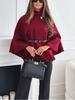 Moda Invernale Donna Stile Elegante Colore Puro Cintura con Cintura Cappotto Mantella in Lana