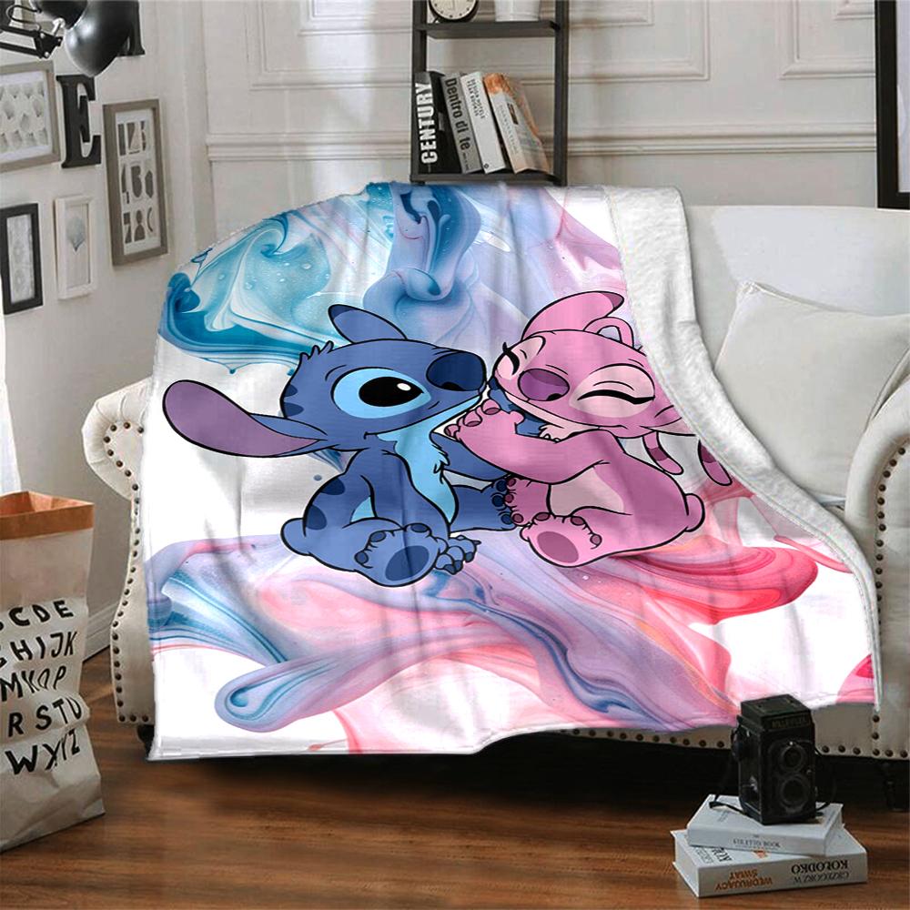 Stitch Angel Blanket Soft Throw Blanket For Home Bedroom Bed Sofa Travel Office Solid Christmas Blanket