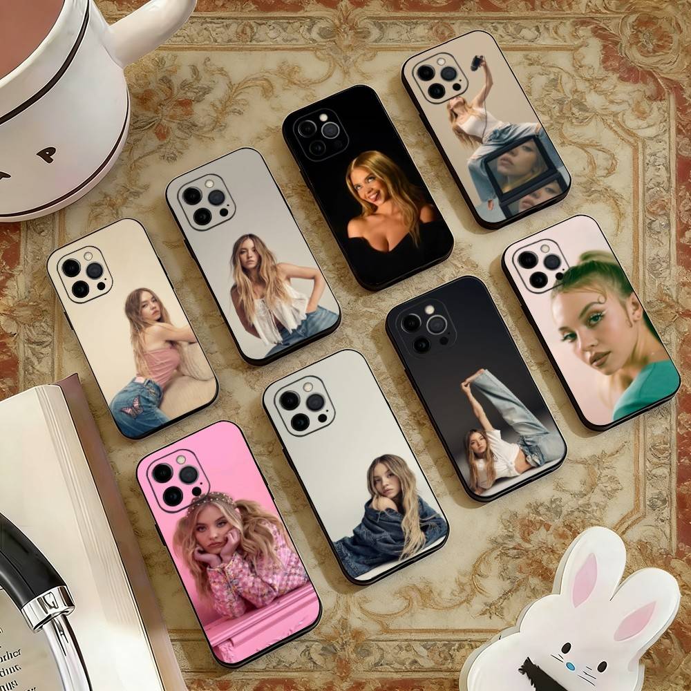 S-Sydney S-Sweeney Phone Case For iPhone 17,16,15,14,13,12,11 Plus,Pro Max,XS,Soft Silicone Black Cover