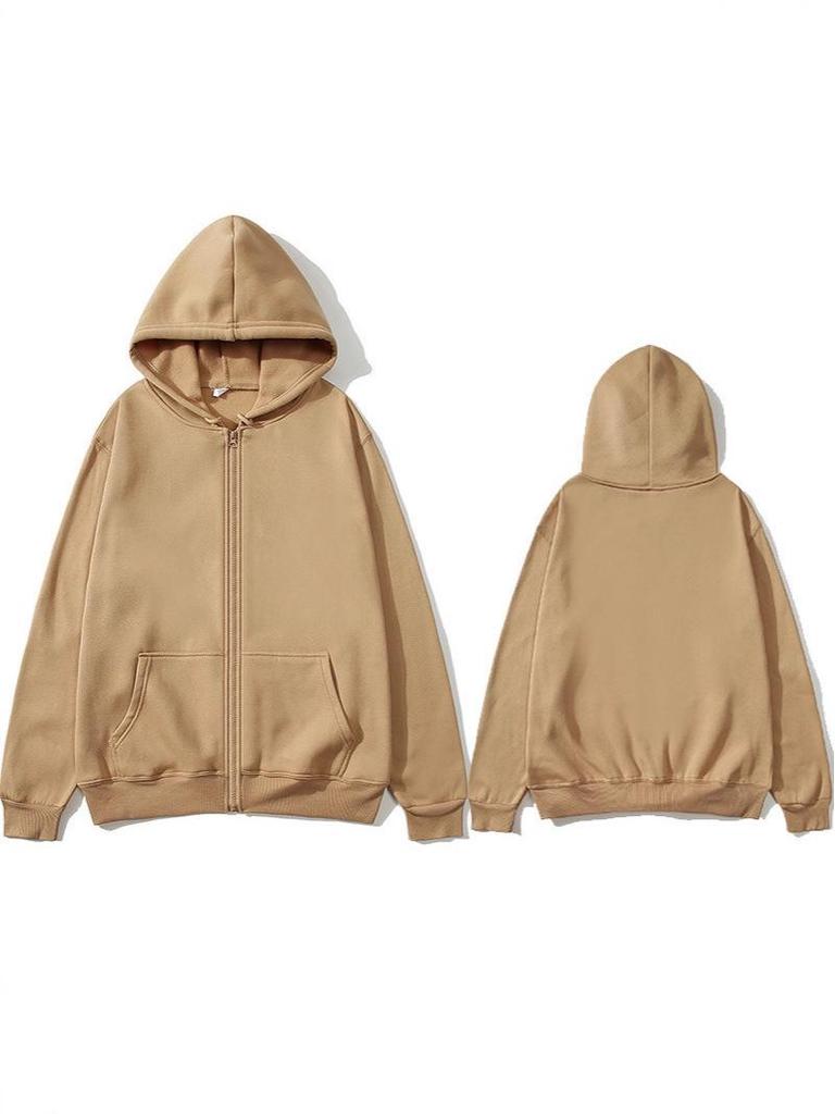 Unisex Zipper Hoodie - Velvet-Lined, Thick, Fashionable, for Autumn/Winter