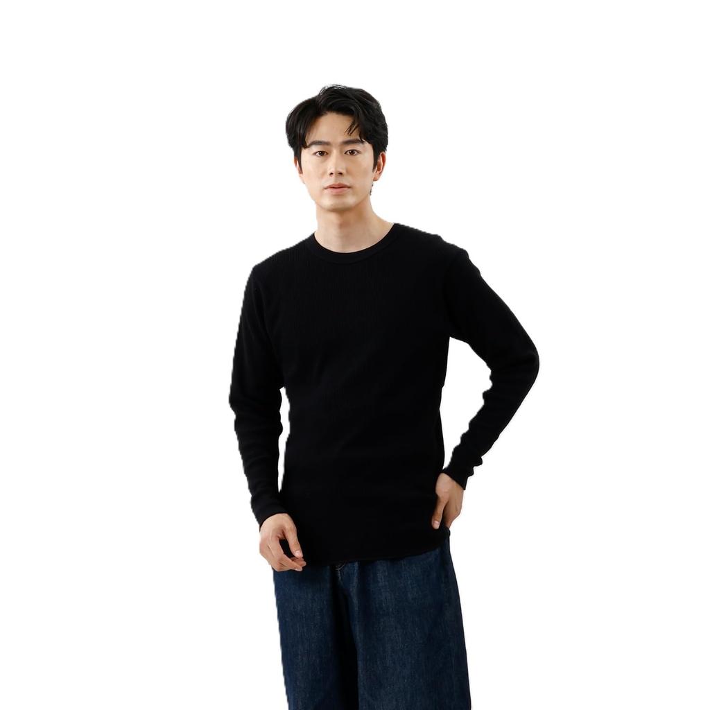 Hanes Koszulka z długim rękawem USA Rozmiar L Męska, 100% Bawełna, Dekolt, Czarny, (HM4-Y203)