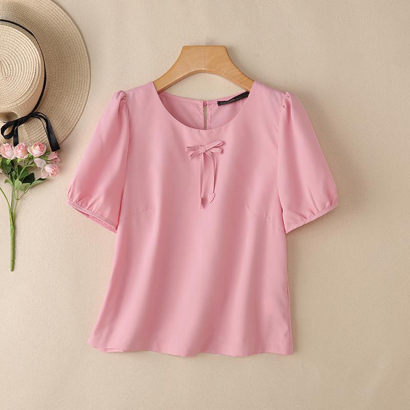 ZANZEA Blusa da donna casual a girocollo, tinta unita, manica corta larga