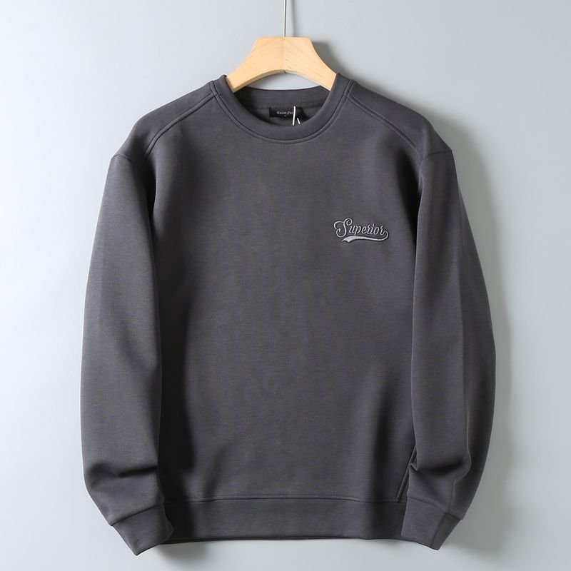 Original Foreign Trade Quality Space Cotton Odm Company Product Autumn and Winter Round Neck Casual Solid Color Pullover Sweatshirt for Men