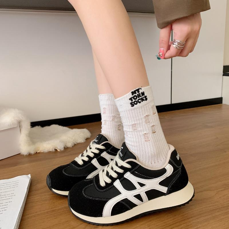 

Thick-bottomed leather women s autumn new versatile retro breathable 35 чёрный