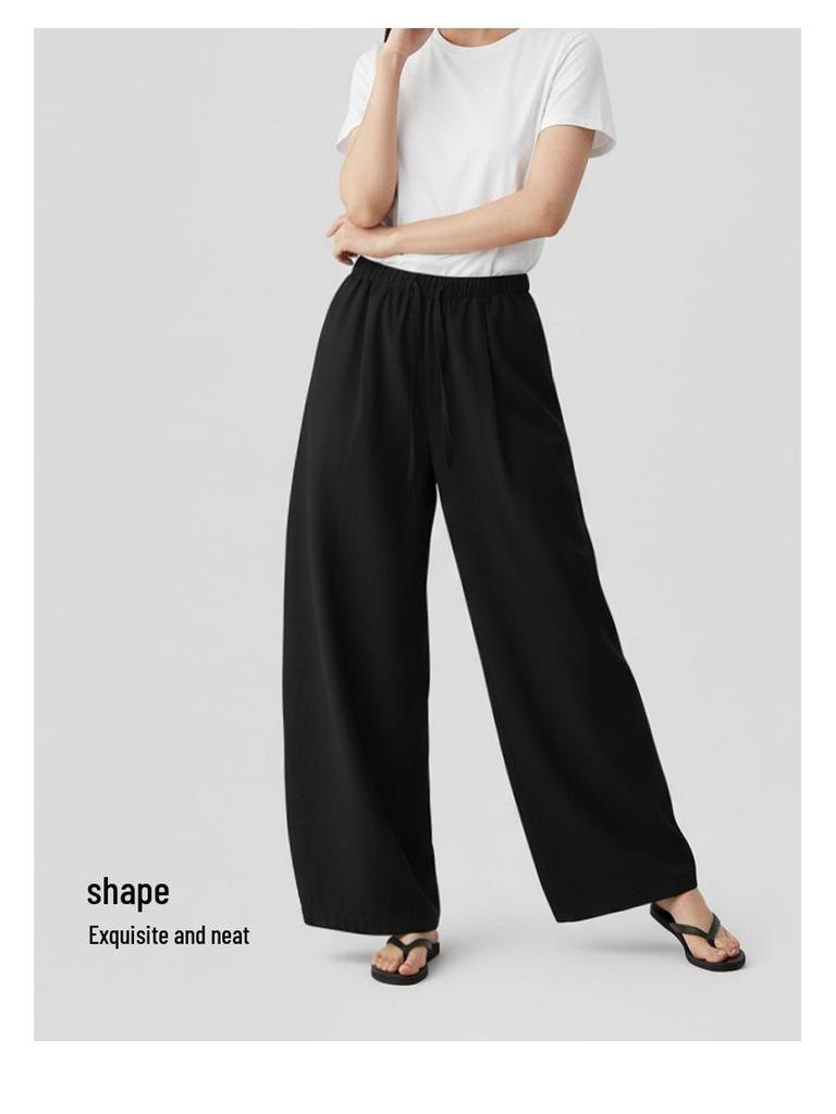 Women's Summer Cotton Wide-Leg Cropped Pants - Solid Color, Comfortable & Slimming Casual Straight-Leg Design