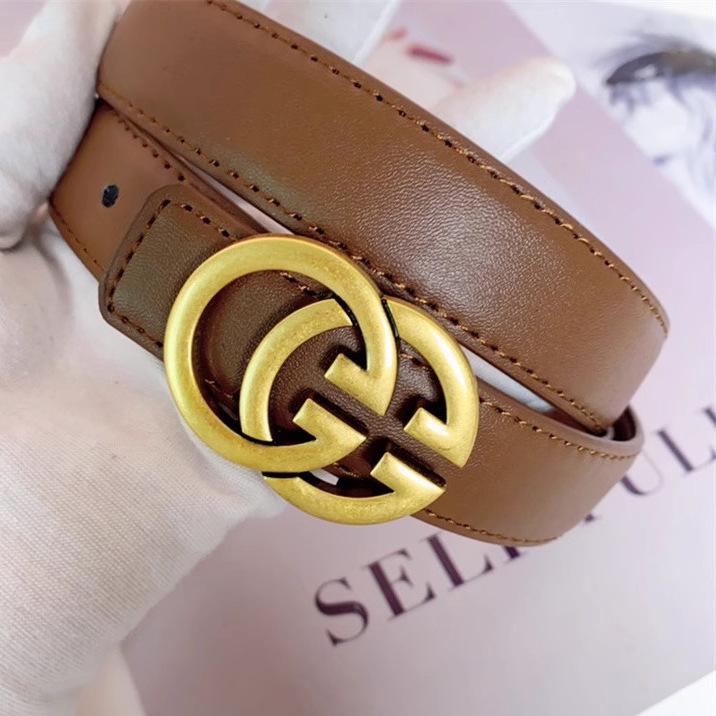 Women's Genuine Leather GG Belt - Casual Fashion Waistband for Trendy Jeans
