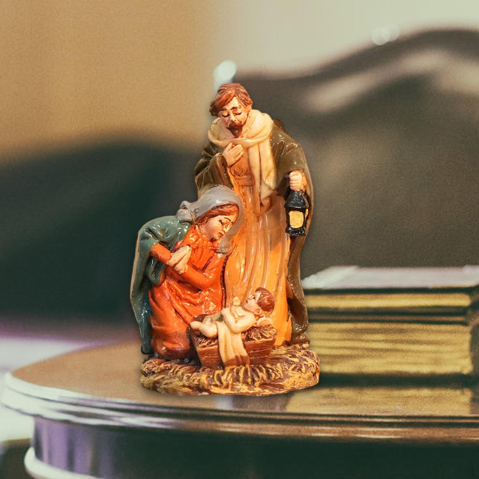 

Рождественский вертеп Фигурка Рождение Иисуса Украшение Расписная кормушка Дом Сделай сам Полимерная скульптура Style D