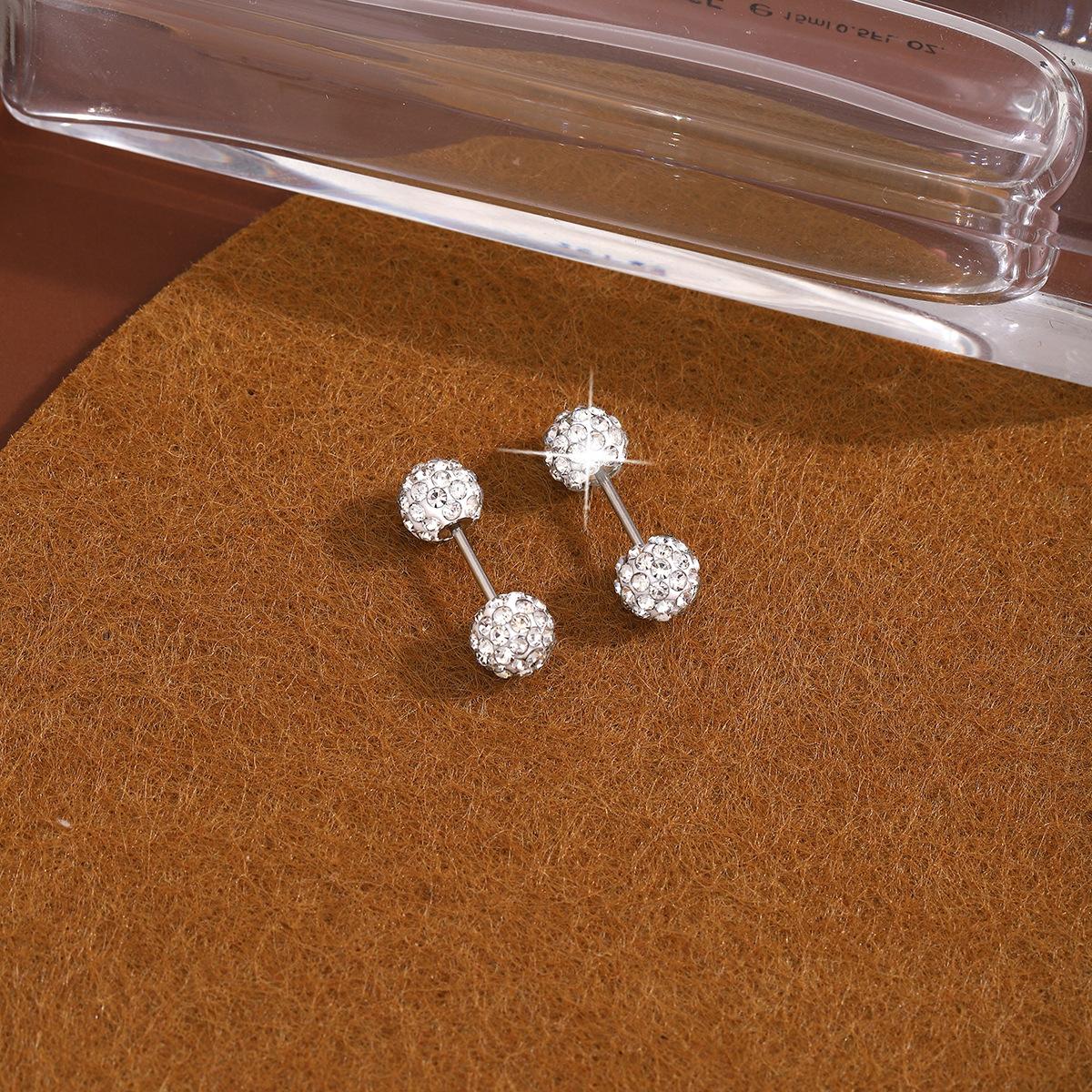 High-End Sense Of Simplicity, Small And Exquisite Dumbbells With Diamond Earrings, Niche Light Luxury Design Sense Spiral Earrings Women