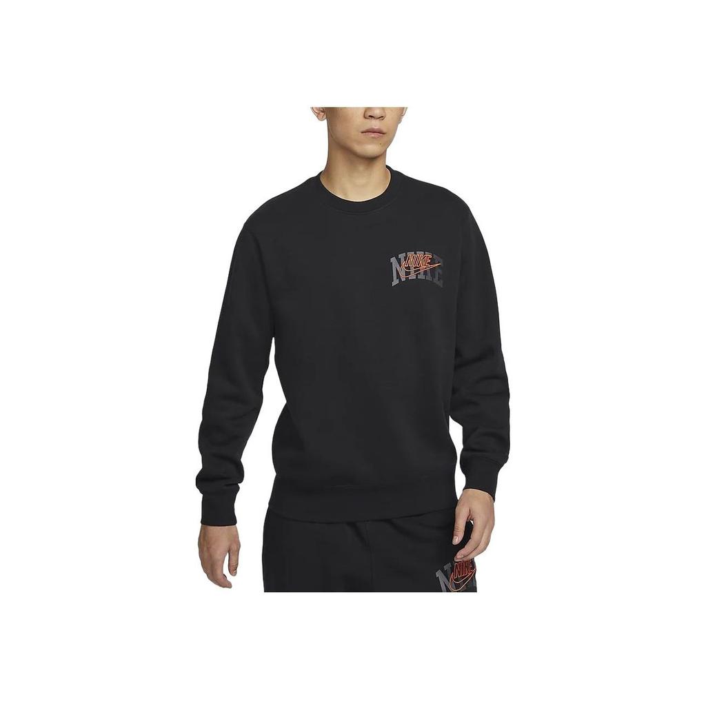 Nike Club Fleece Embroidered Logo Crew Neck Sweatshirt Men Tops Black FV4446-010