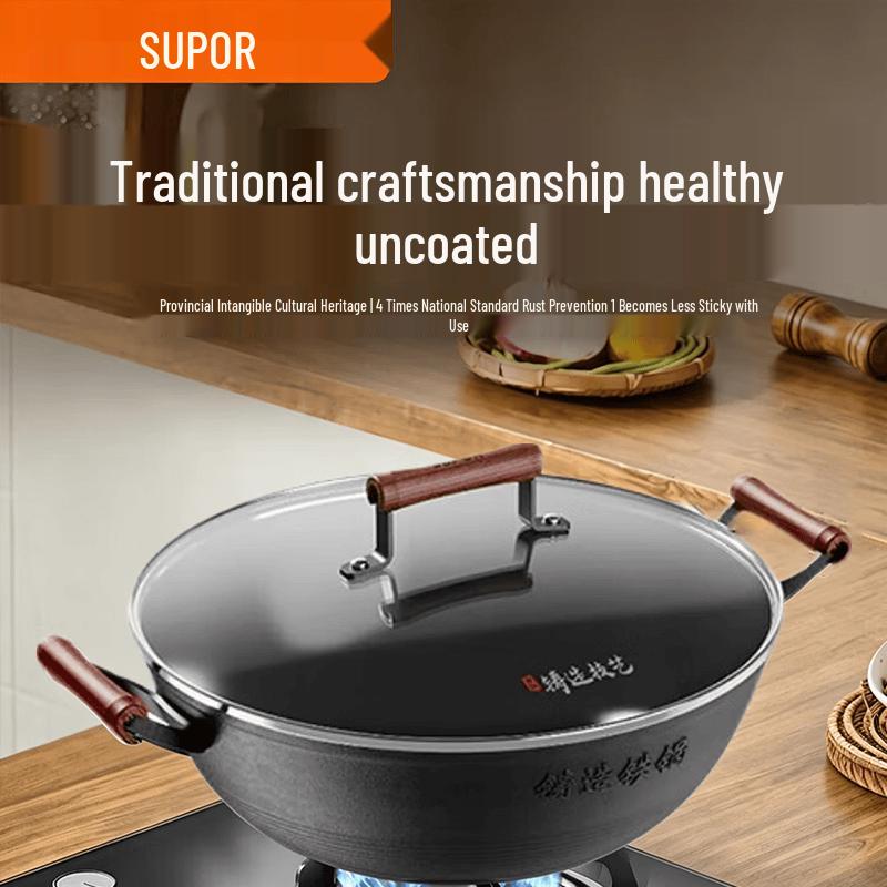 SUPOR 36cm Cast Iron Wok
