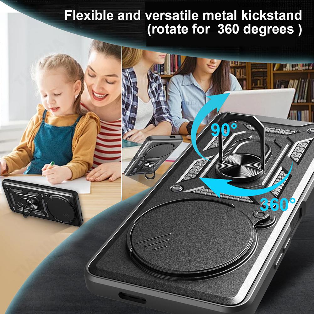 Slide Lens Armor Funda for Realme 13 Plus 5G Case Magnetic Ring Stand Cover for Realme 13 Pro 5G China P1 Speed 5G Global Case