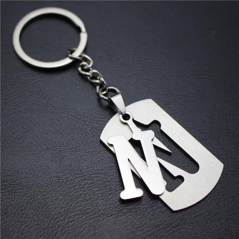 2022 DIY A-Z Letters Key Chain For Name Silver Color Steel Keychain Women Men Car Key Ring Simple Key Holder Party Gift