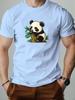 Unisex Cute Panda And Bamboo Cartoon Print Crew Neck Short Sleeve Oversized Loose Casual Summer Streetwear Daily Basic Wear Tee
