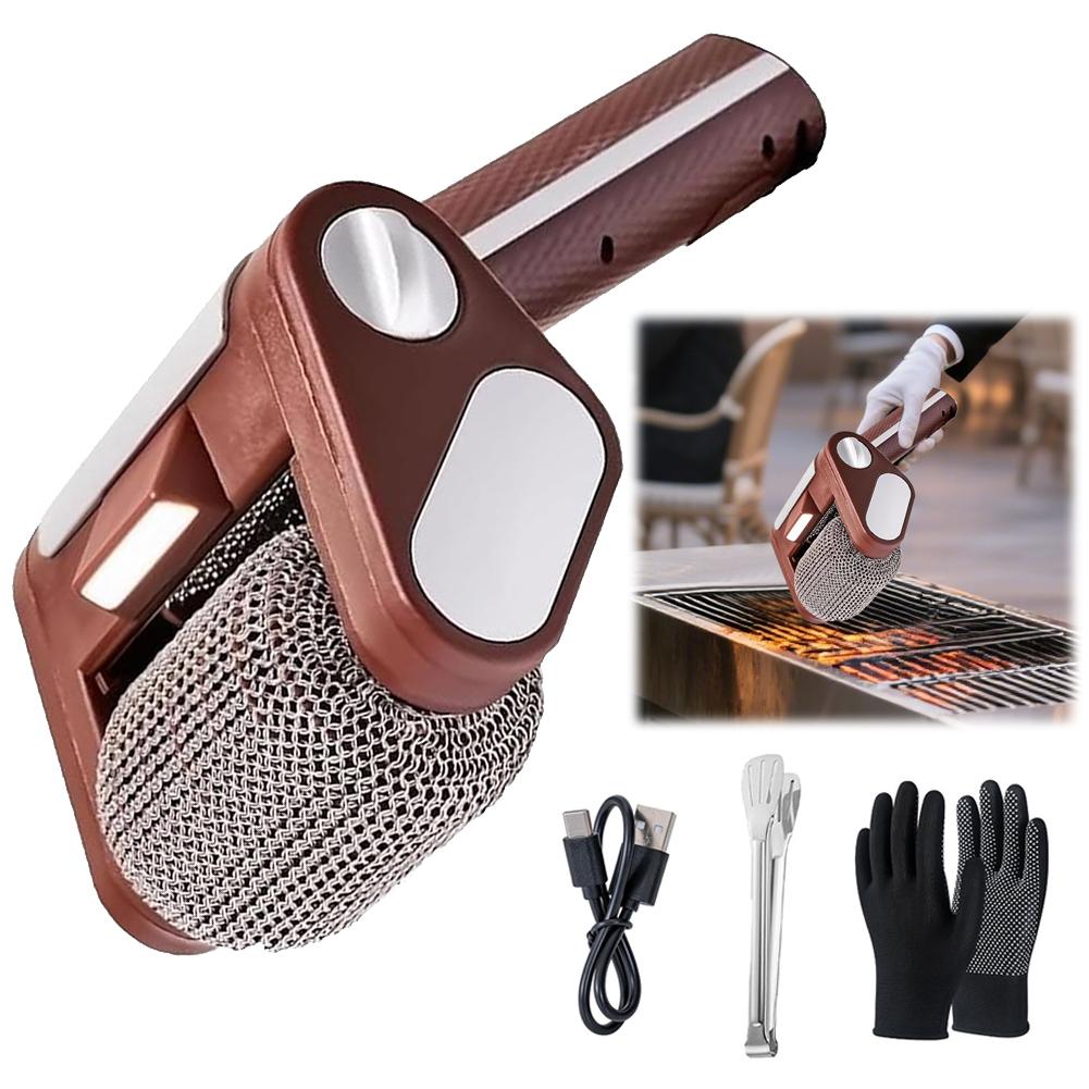 2025 New Wireless Electric Stainless Steel Roller Grill Cleaner Brush,Replaceable Brush Heads,Food Grill Brush BBQ Accessoires